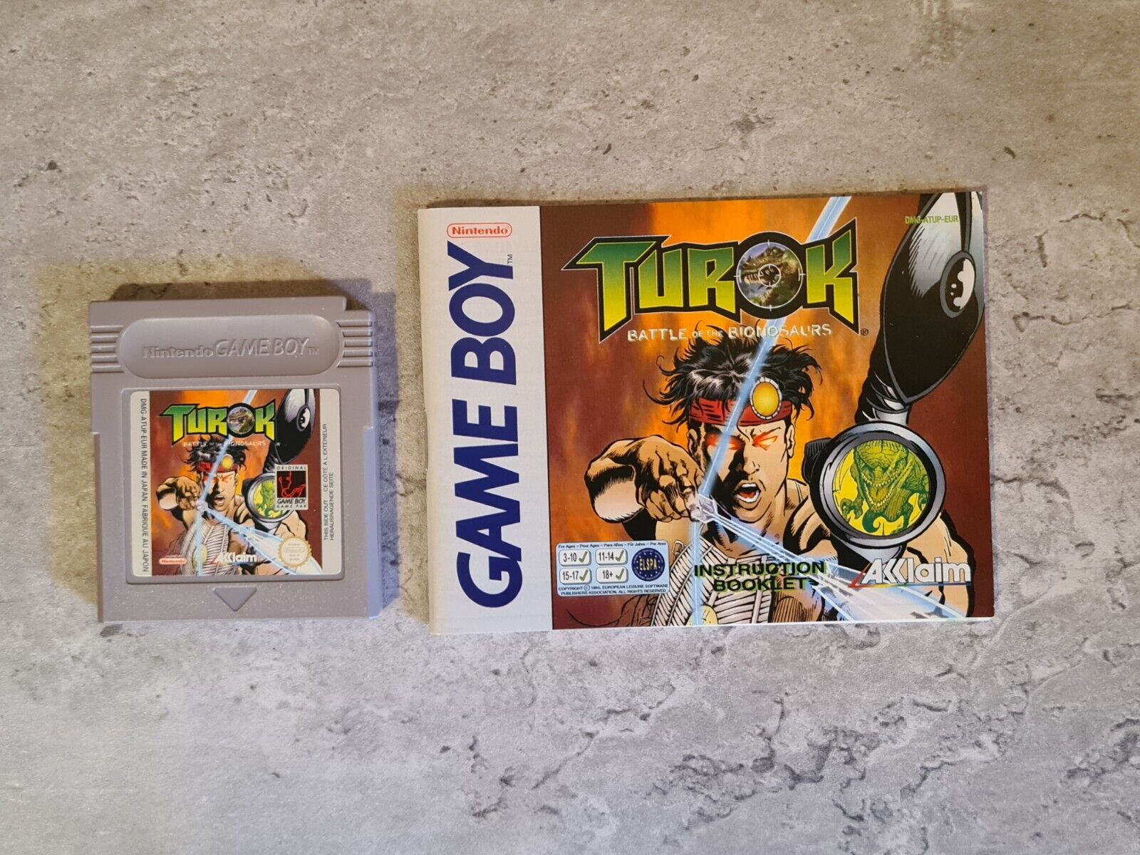 Nintendo Game Boy Classic Turok Battle of The Bionosaurs + OVP und Anleitung EUR - T-Retro-Games 