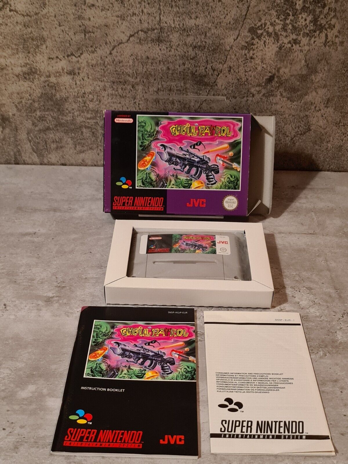 SNES Super Nintendo Ghoul Patrol mit OVP und Anleitung EUR - T-Retro-Games 