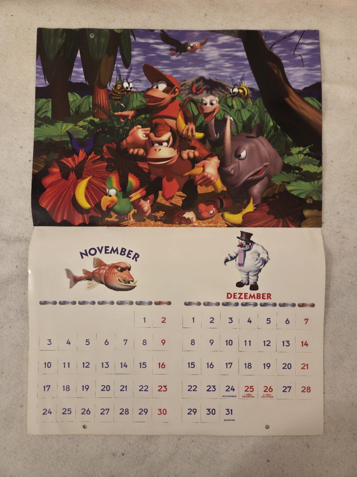 N64 Nintendo 64 Donkey Kong Kalender Calendar 1997 Nintendo