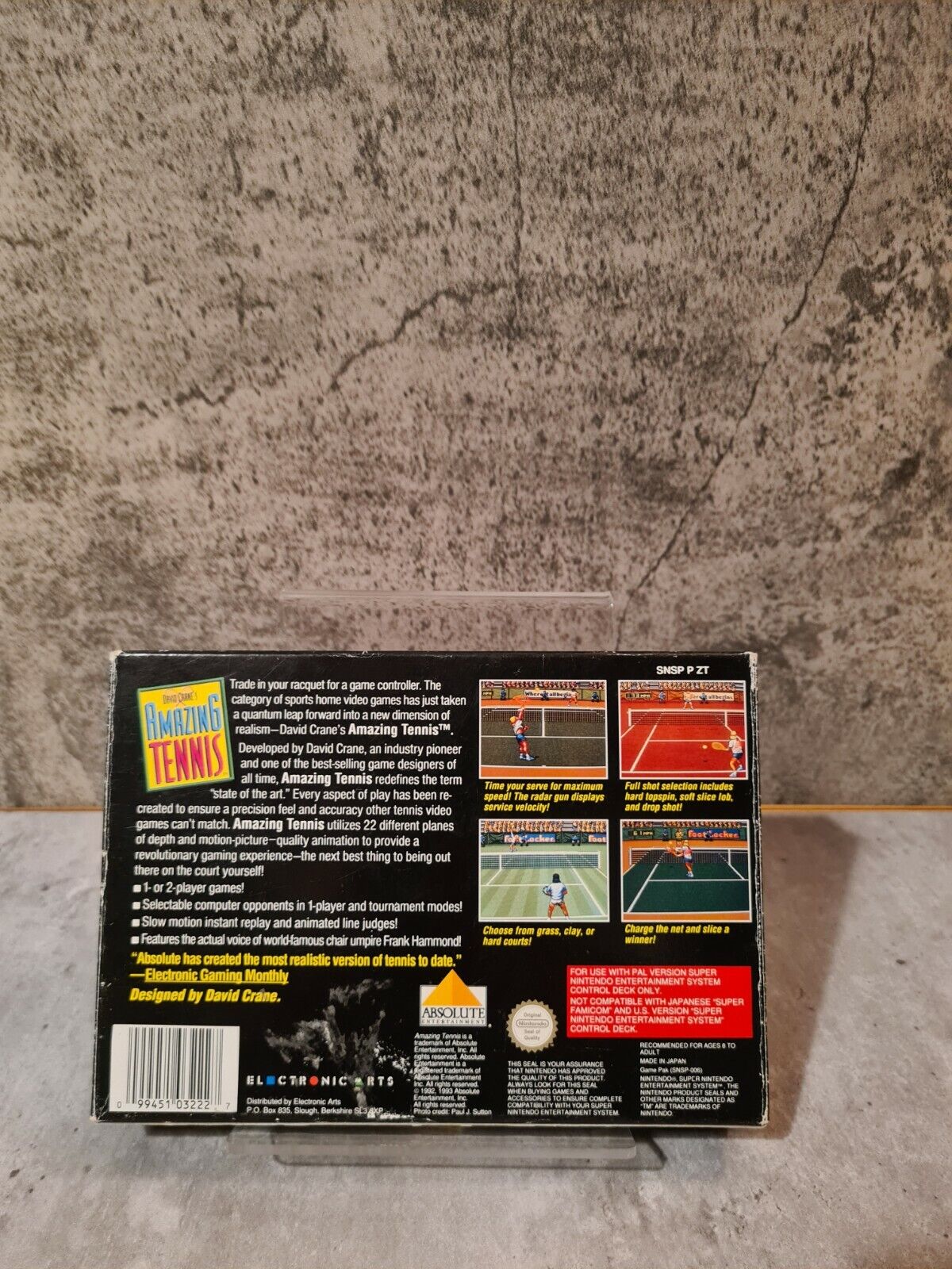 SNES Super Nintendo David Crane's Amazing Tennis mit OVP und Anleitung UKV - T-Retro-Games 