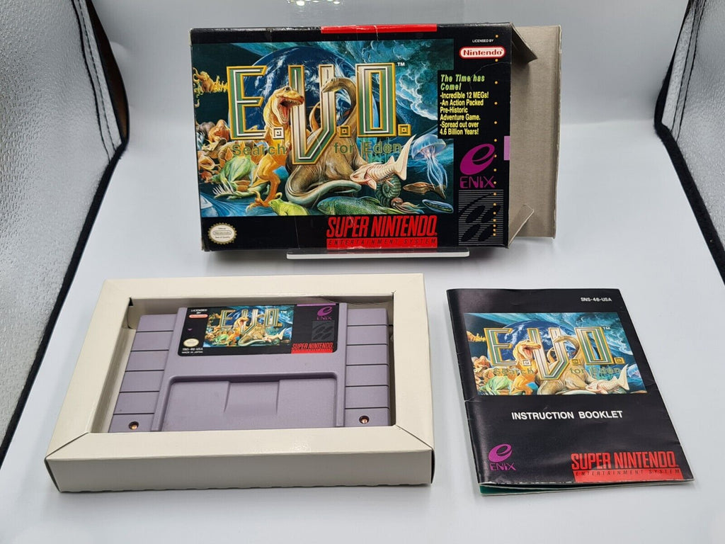 SNES Super Nintendo E.V.O. Search for Eden mit OVP und Anleitung NTSC-USA - T-Retro-Games 