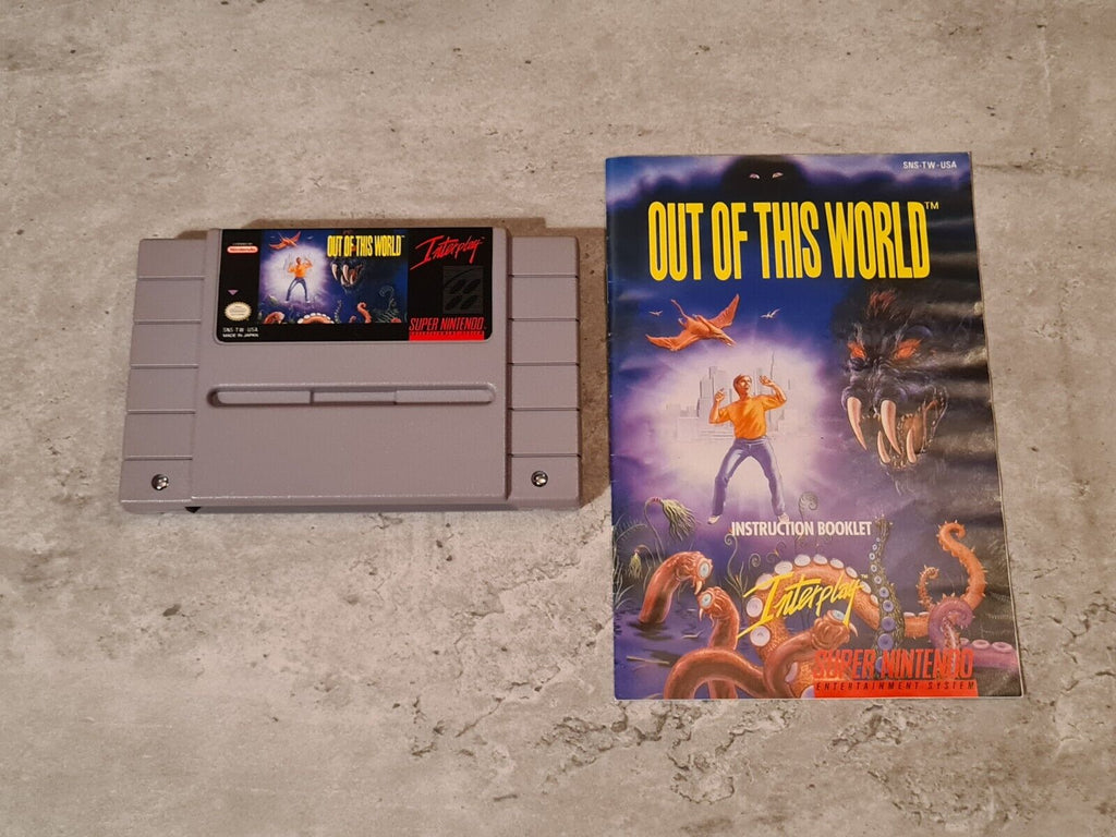 SNES Super Nintendo Out Of This World mit OVP und Anleitung NTSC-USA - T-Retro-Games 