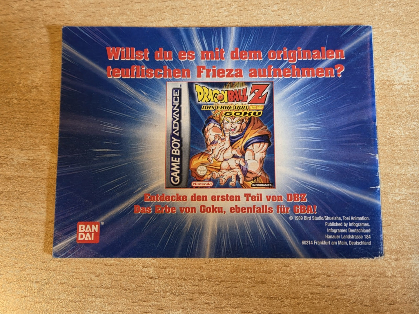 Nintendo Game Boy Advance DragonBall Z Das Erbe von Goku II Spielanleitung NOE