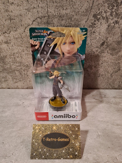 Amiibo Sammlerfigur Super Smash Bros. Collection Cloud NO. 57 Neu New Sealed - T-Retro-Games 