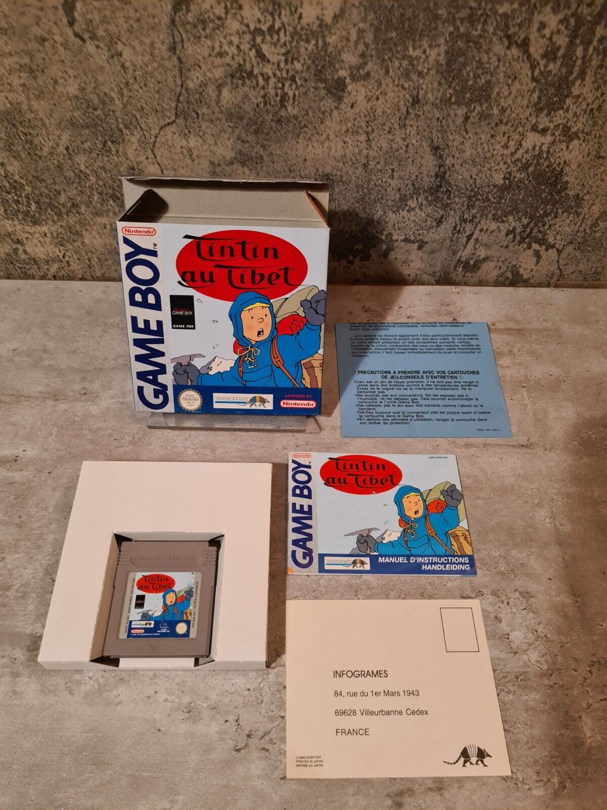 Nintendo Game Boy Classic TinTin au Tibet mit OVP und Anleitung FAH - T-Retro-Games 