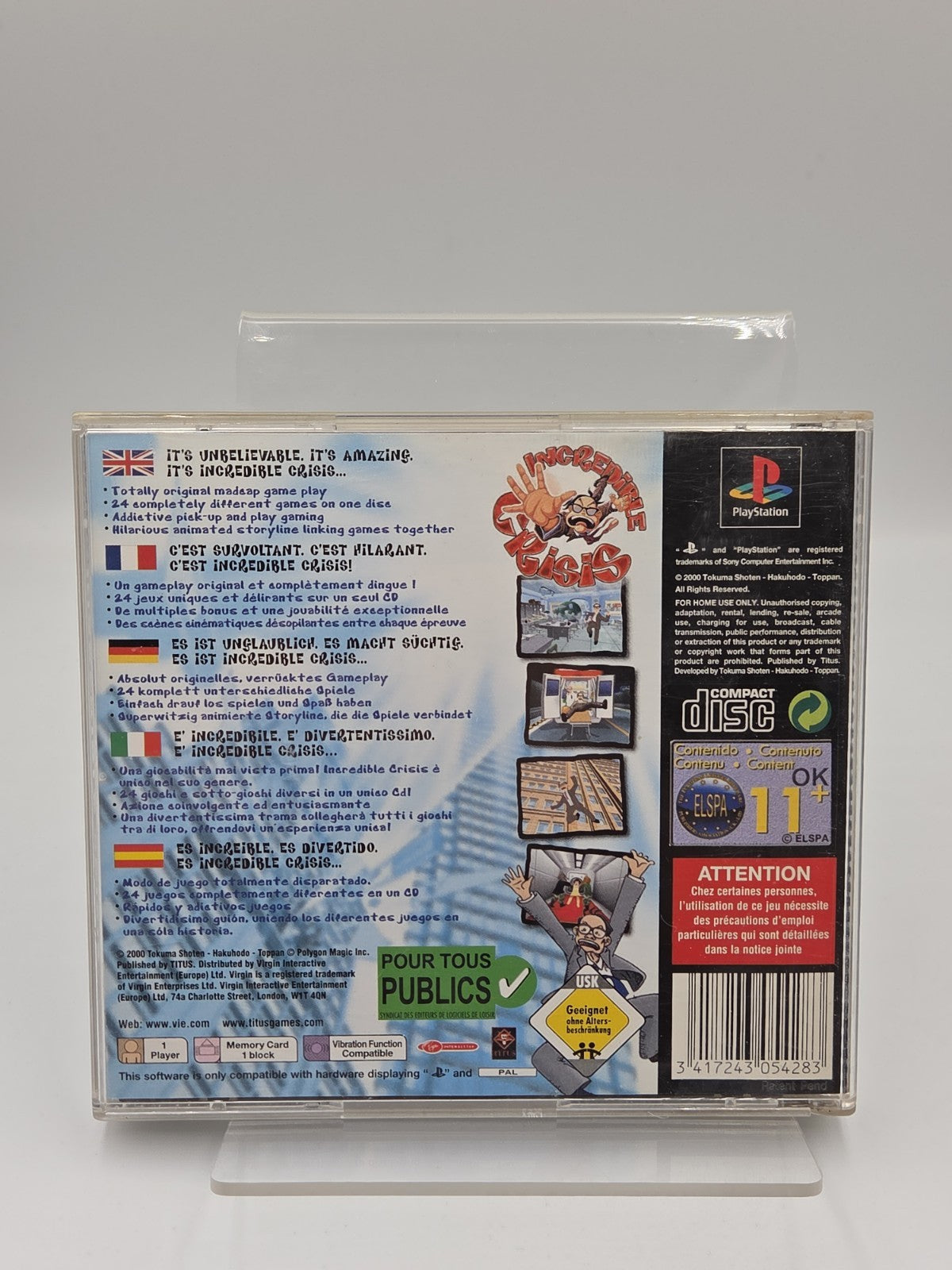 PS1 Playstation 1 Spiel Incredible Crisis mit OVP und Anleitung Multilingual