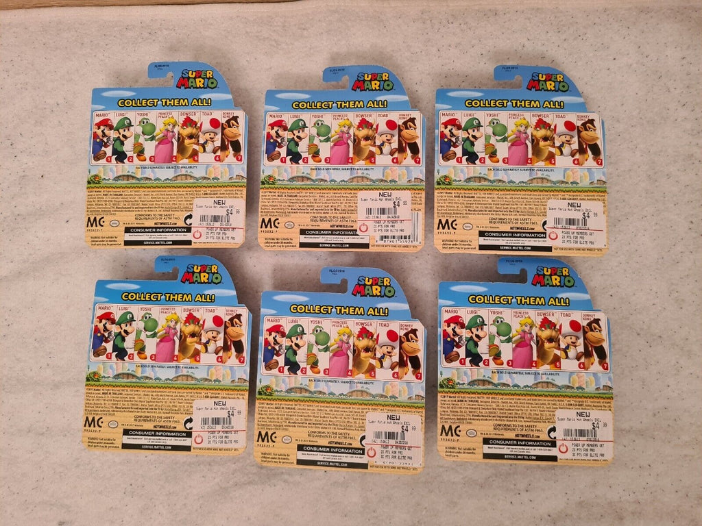 Super Mario Hot Wheels Figuren Figurine New Sealed CharacterCars 6x - T-Retro-Games 