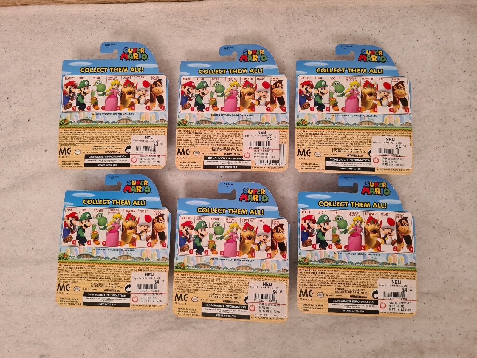 Super Mario Hot Wheels Figuren Figurine New Sealed CharacterCars 6x - T-Retro-Games 