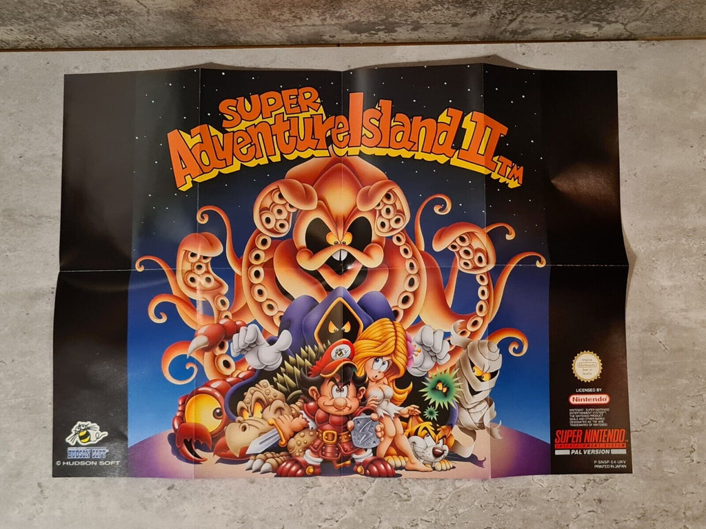 SNES Super Nintendo Super Adventure Island II mit OVP und Anleitung + Poster UKV - T-Retro-Games 