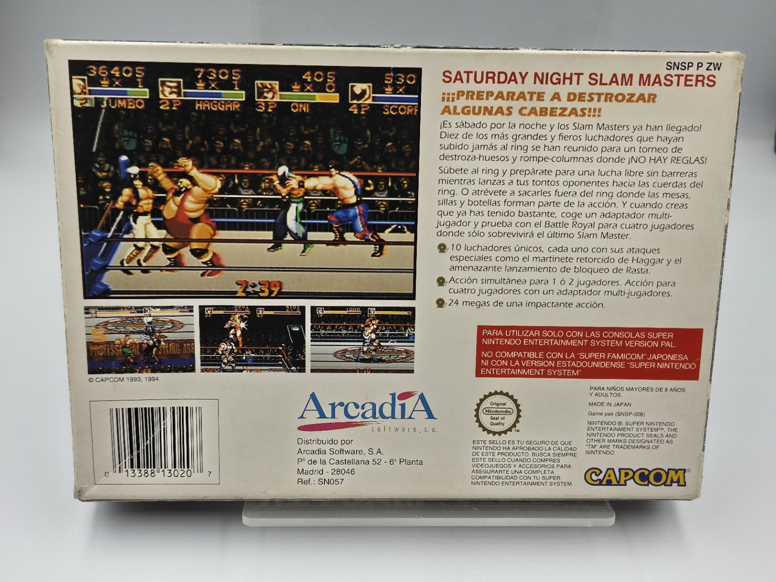 SNES Super Nintendo Saturday Night Slammasters Leer OVP Empty Box ESP