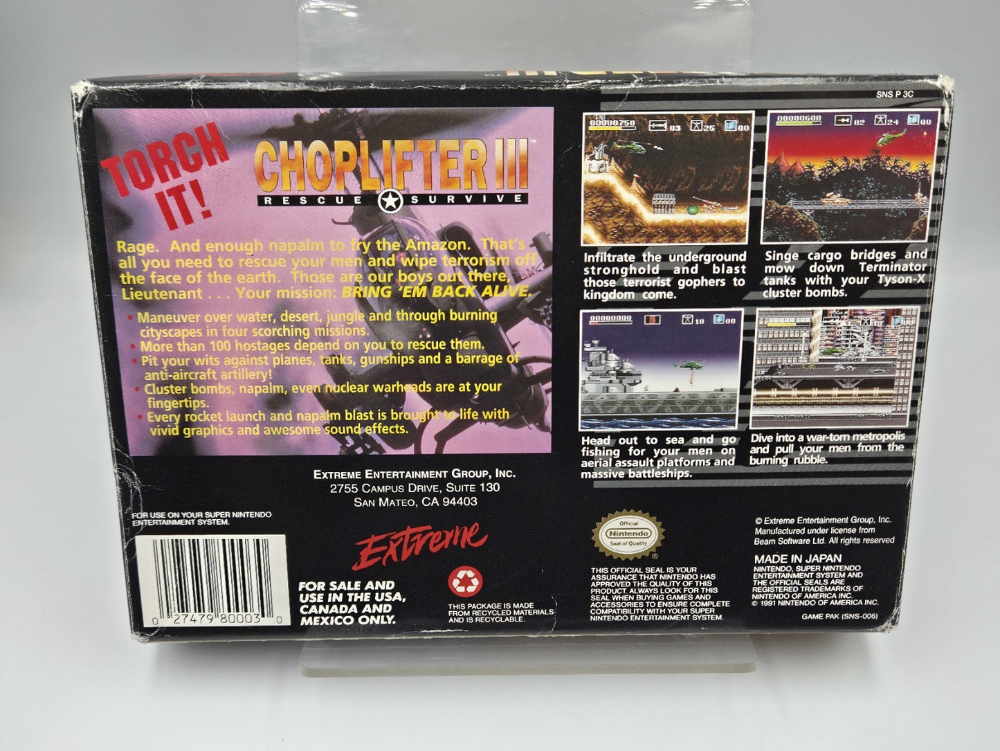 SNES Super Nintendo Choplifter III Rescue Survive Leer OVP Empty Box NTSC USA