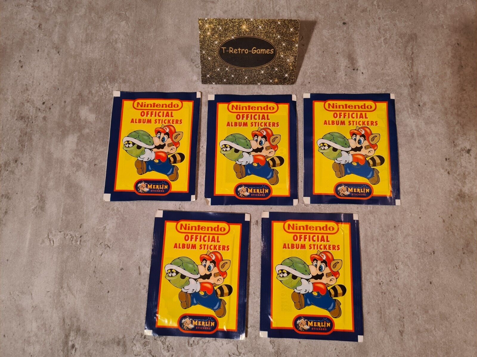 5x Merlin Nintendo Official Album Stickers Super Mario 1992 Neu New - T-Retro-Games 