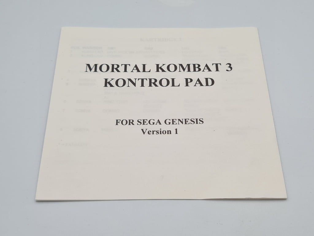 Sega Genesis Mortal Kombat 3 Kontrol Pad Version 1 Controller Joystick OVP