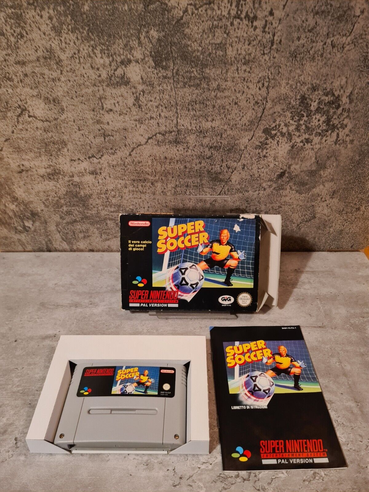 SNES Super Nintendo Super Soccer mit OVP und Anleitung ITA - T-Retro-Games 