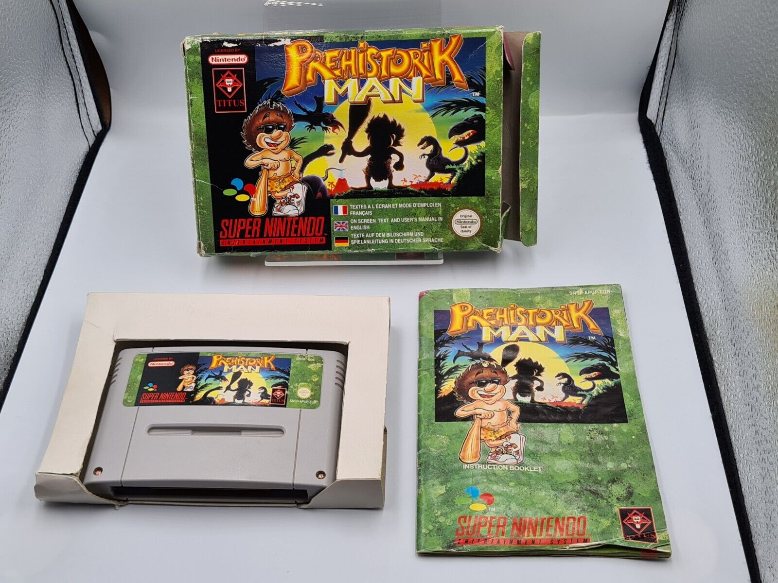 SNES Super Nintendo Prehistorik Man mit OVP und Anleitung EUR - T-Retro-Games 
