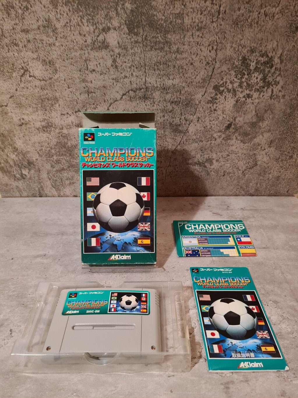 SFC Super Famicom Champions World Class Soccer mit OVP und Anleitung + Poster - T-Retro-Games 