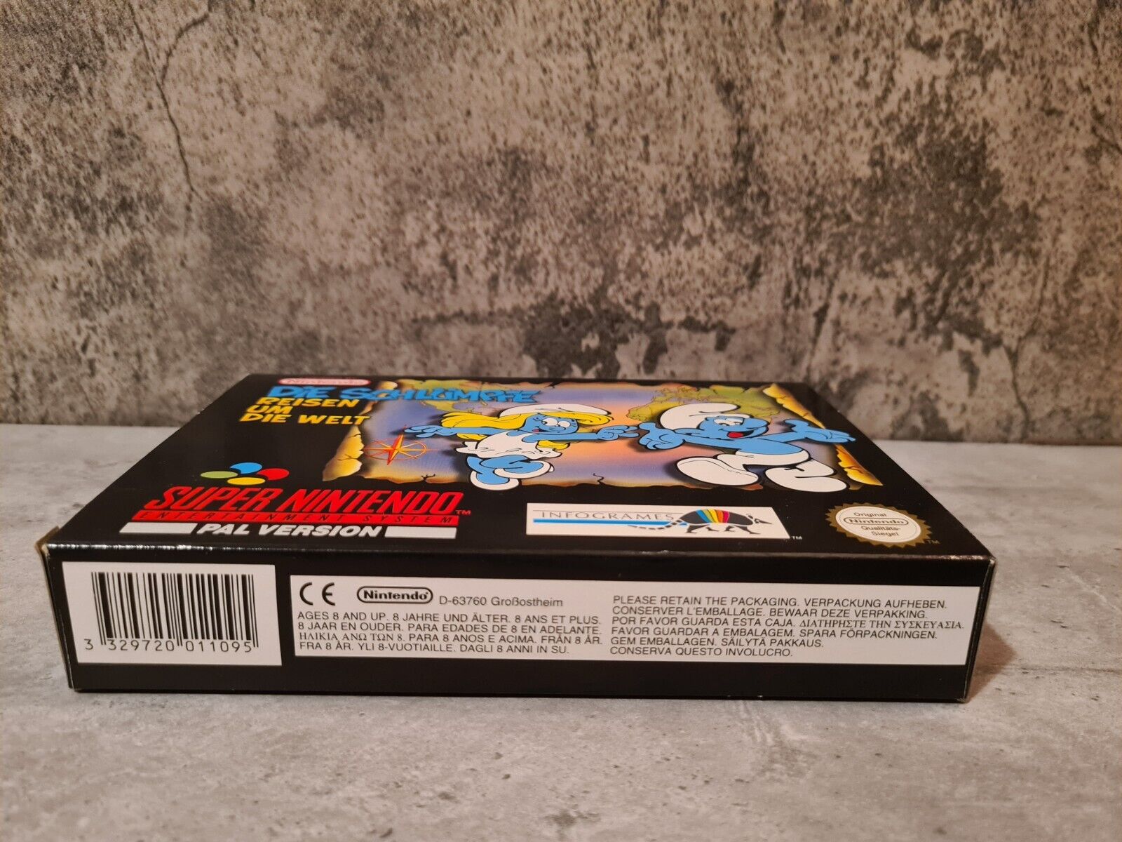 Super Nintendo Die Schlümpfe Reisen um die Welt + OVP + Anleitung + Poster NOE - T-Retro-Games 