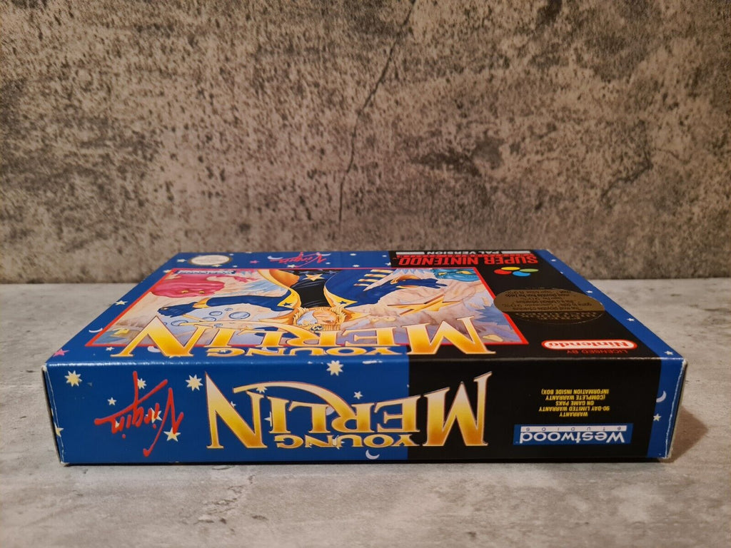 SNES Super Nintendo Young Merlin mit OVP und Anleitung + Players Guide UKV - T-Retro-Games 