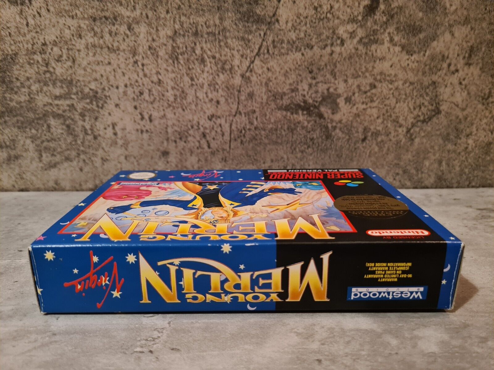 SNES Super Nintendo Young Merlin mit OVP und Anleitung + Players Guide UKV - T-Retro-Games 