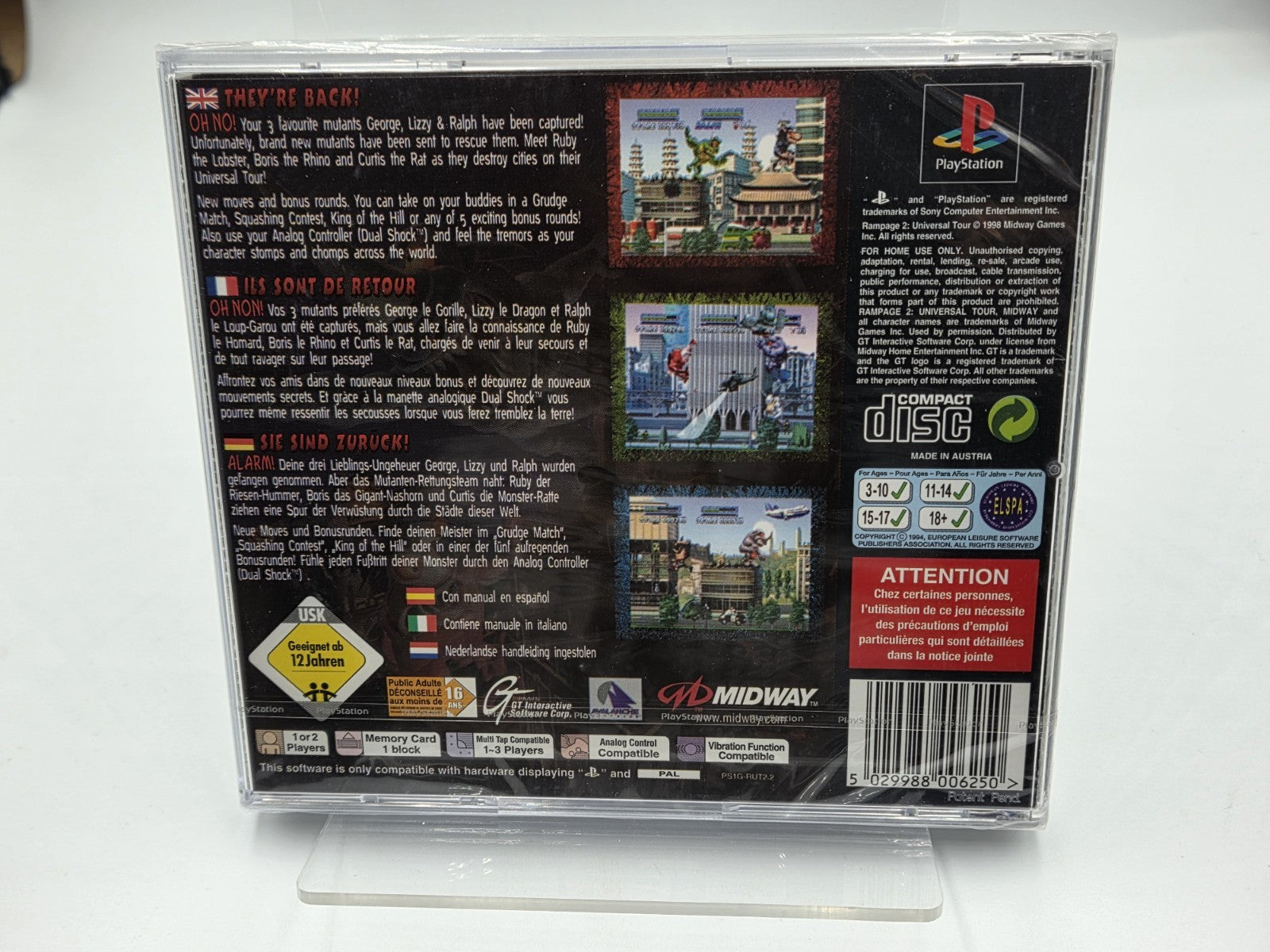 PS1 Playstation 1 Rampage 2 Universal Tour Sealed Neu New Multilingual 