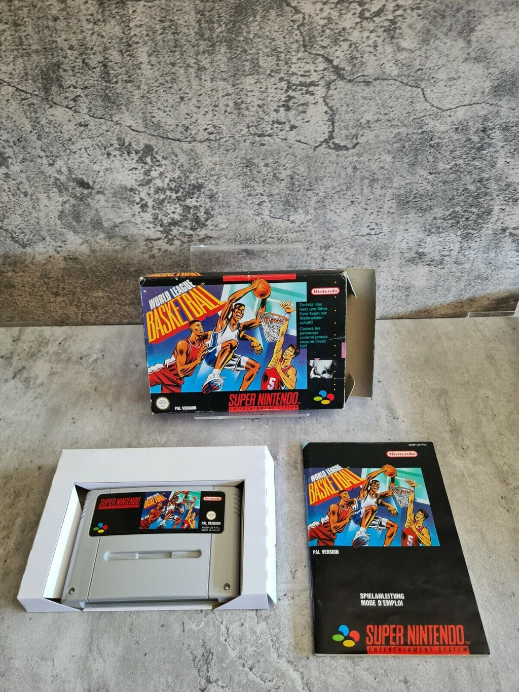 SNES Super Nintendo World League Basketball mit OVP und Anleitung FRG - T-Retro-Games 