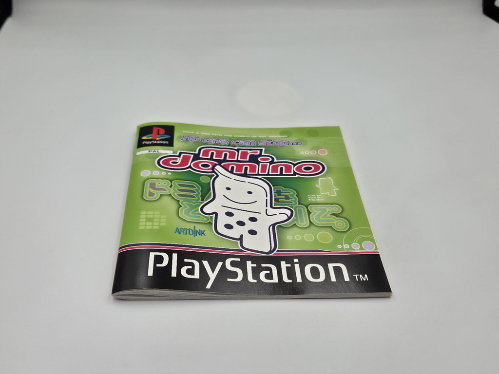 PS1 Playstation 1 Spiel No One Can Stop Mr. Domino mit OVP + Anleitung Englisch