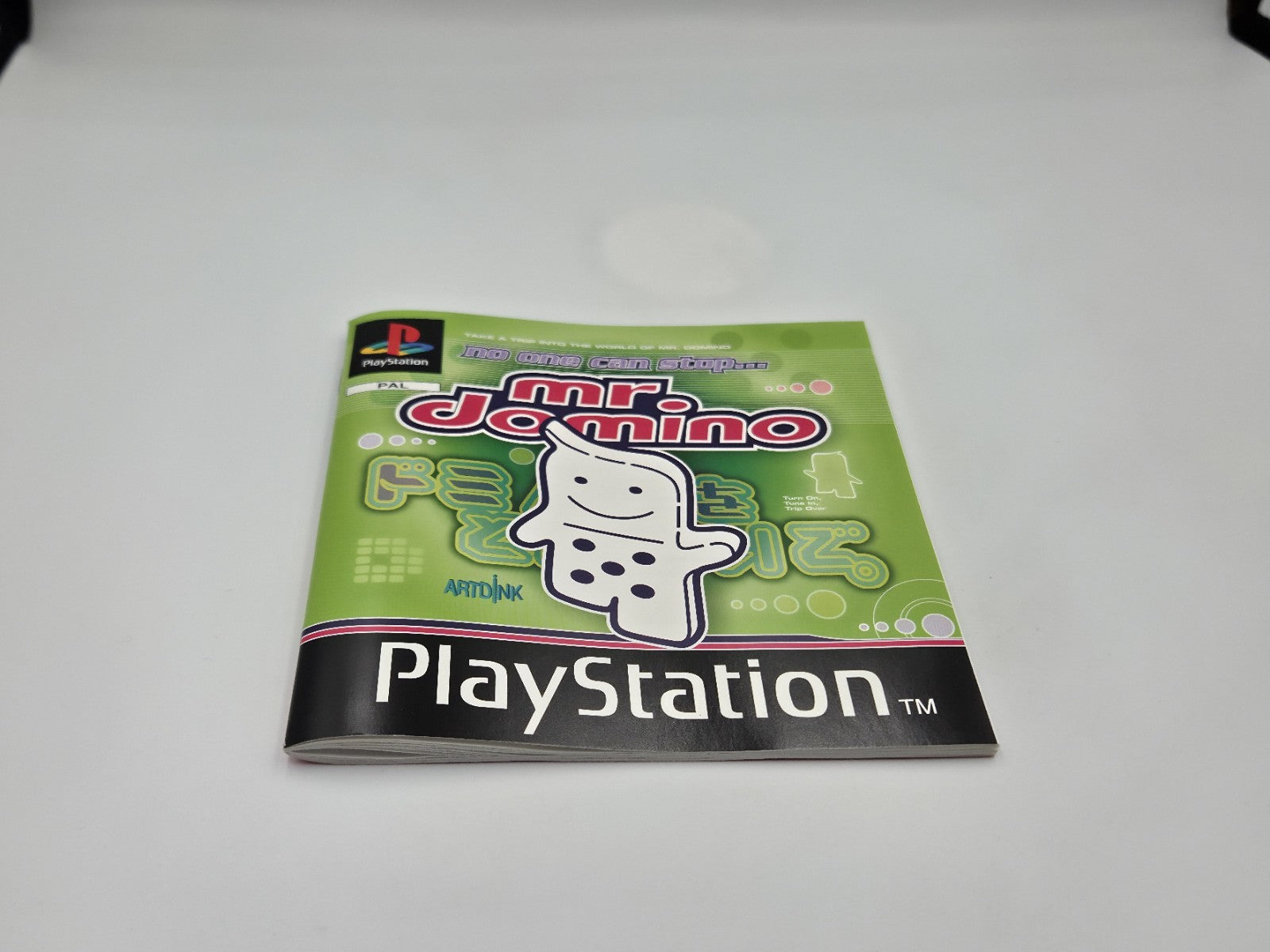 PS1 Playstation 1 Spiel No One Can Stop Mr. Domino mit OVP + Anleitung Englisch