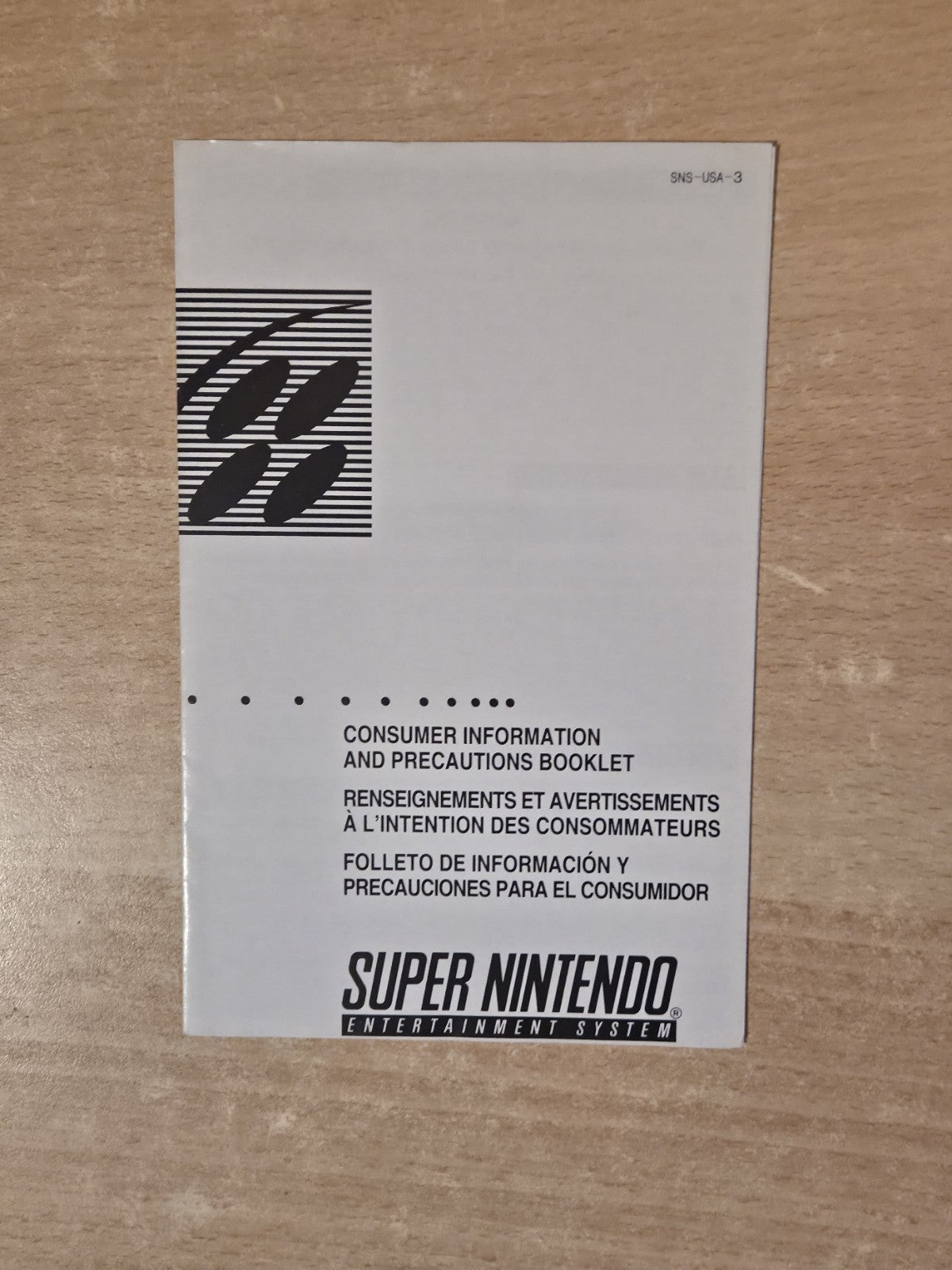 Super Nintendo Consumer Information Spielanleitung Instruction Booklet SNS-USA-3