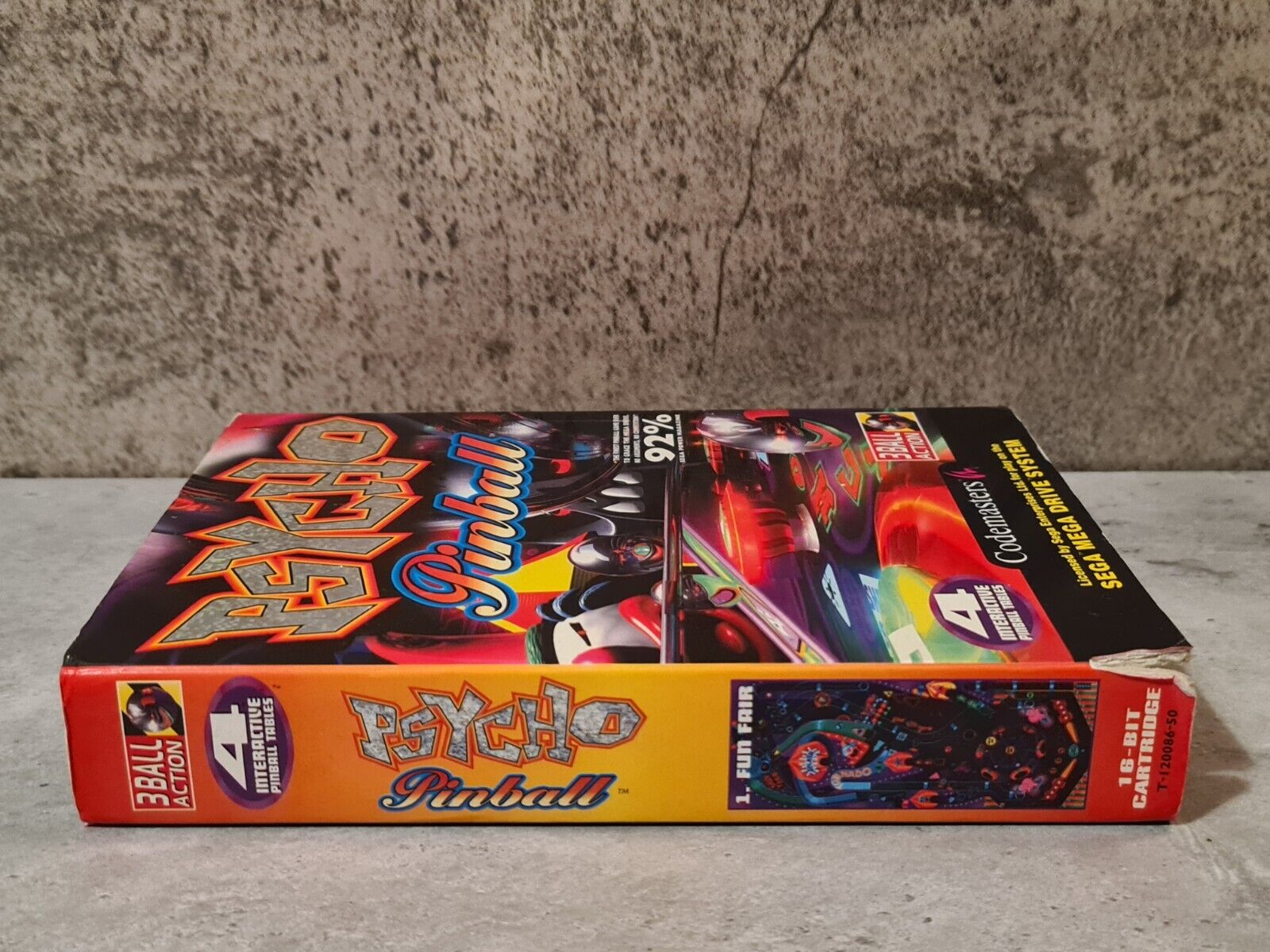 Sega Mega Drive Psycho Pinball mit OVP und Anleitung Multi Language Pappschuber - T-Retro-Games 