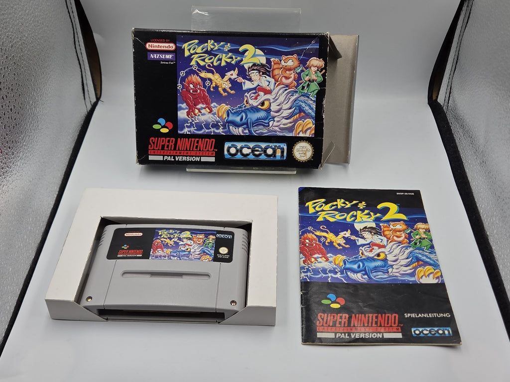 SNES Super Nintendo Pocky & Rocky 2 mit OVP und Anleitung NOE