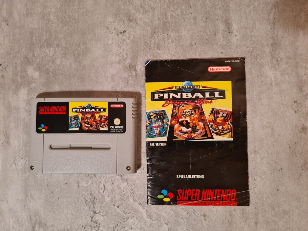 SNES Super Nintendo Super Pinball Behind The Mask mit OVP und Anleitung NOE - T-Retro-Games 