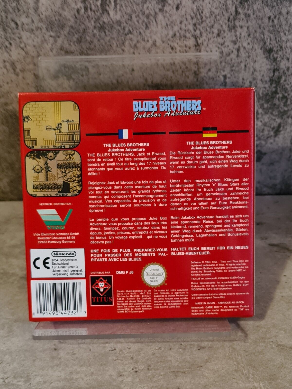 Game Boy Classic The Blues Brothers Jukebox Adventures mit OVP und Anleitung FRG - T-Retro-Games 