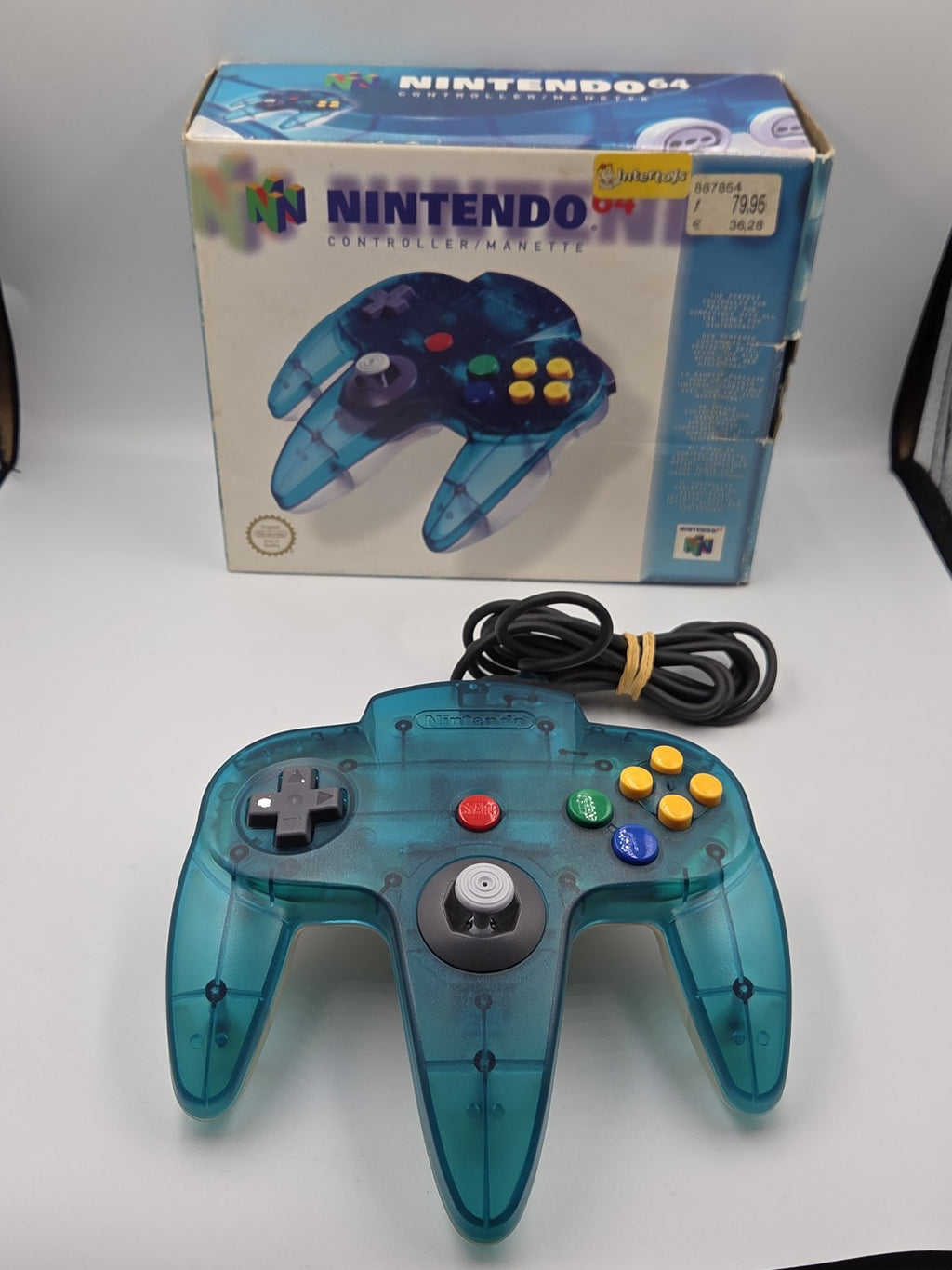 N64 Nintendo 64 Controller Clear Blue Joystick OVP EUR