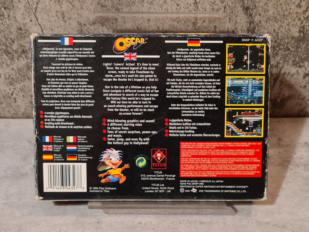 SNES Super Nintendo Oscar mit OVP und Anleitung EUR - T-Retro-Games 
