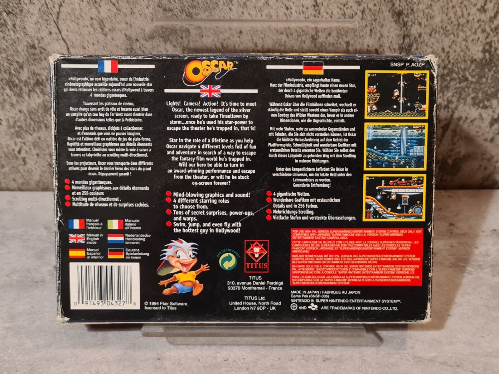 SNES Super Nintendo Oscar mit OVP und Anleitung EUR - T-Retro-Games 
