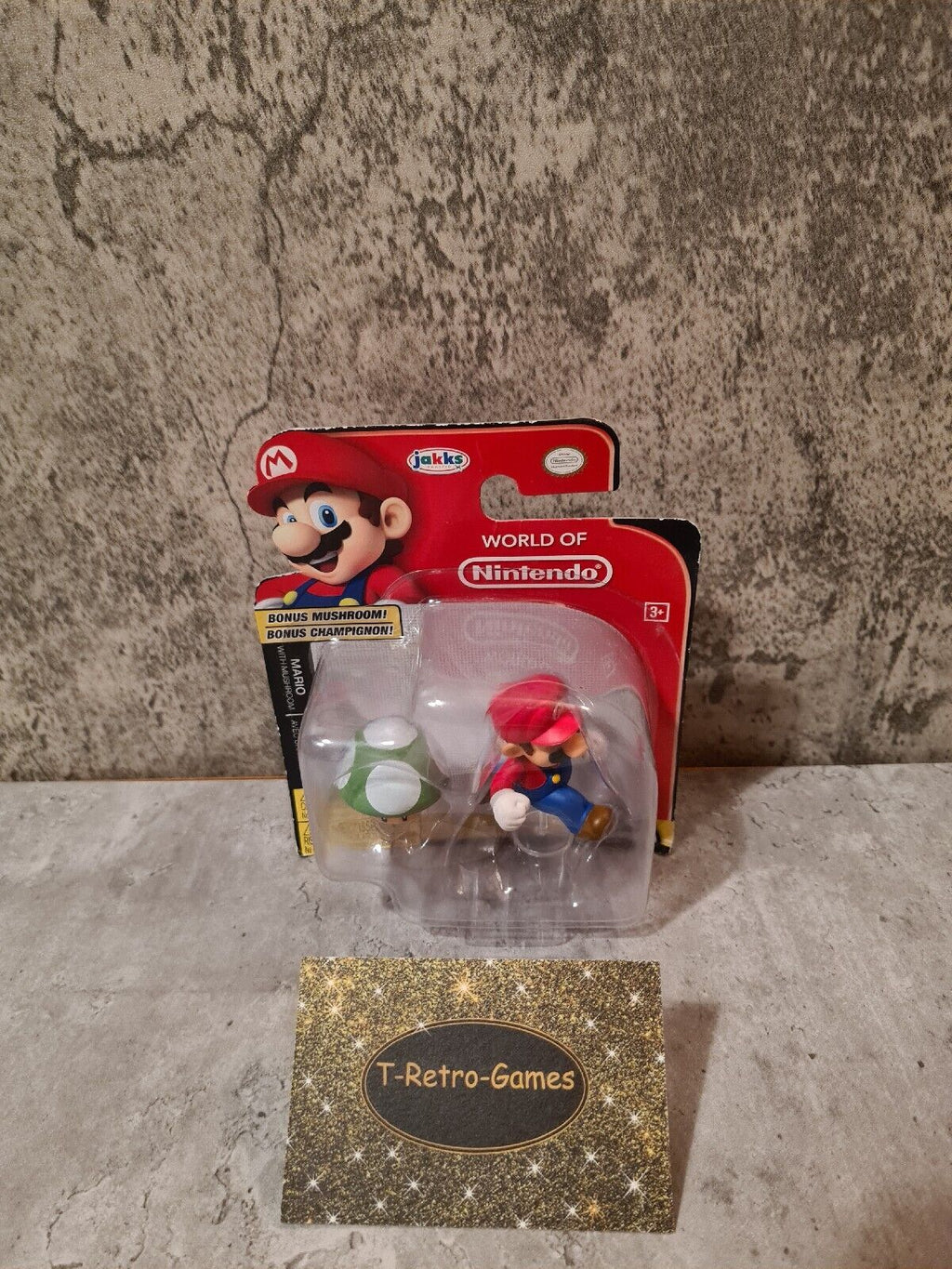 World of Nintendo Collectible Figur Super Mario with Mushroom Neu New Sealed - T-Retro-Games 