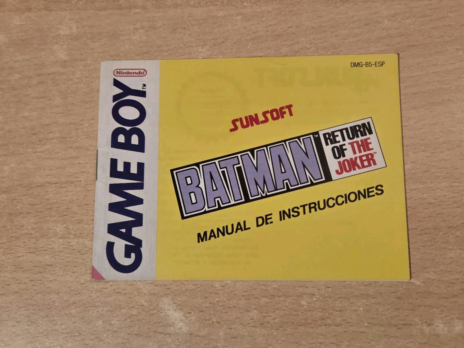 Nintendo Game Boy Classic Batman Return of the Joker Instruction Booklet ESP
