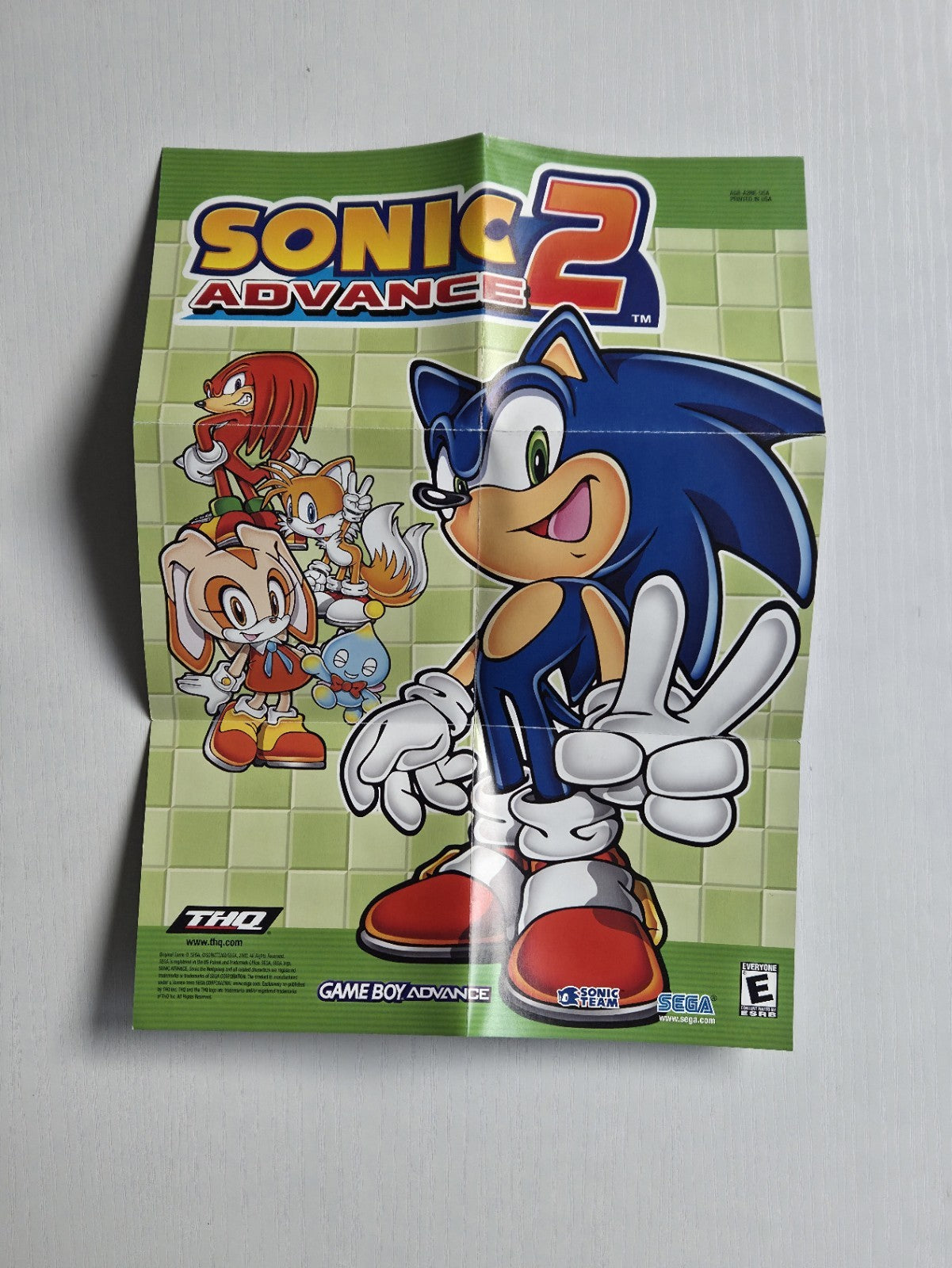 Nintendo Game Boy Advance Sonic Advance 2 Poster Reklame Flyer Insert USA