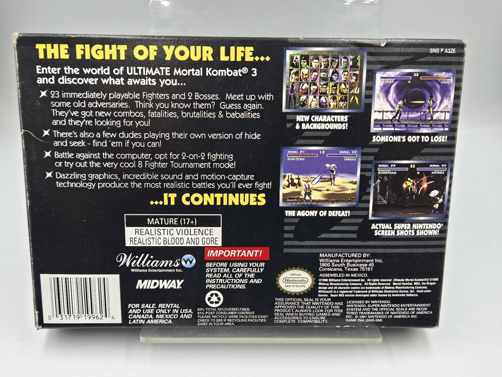 SNES Super Nintendo Ultimate Mortal Kombat 3 mit OVP und Anleitung NTSC USA