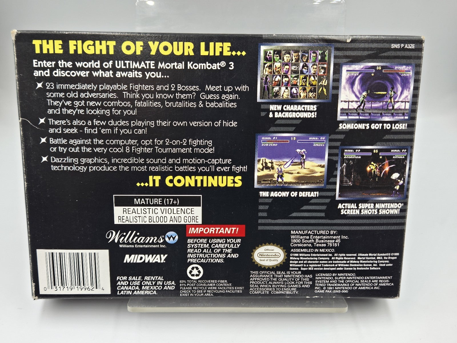 SNES Super Nintendo Ultimate Mortal Kombat 3 mit OVP und Anleitung NTSC USA
