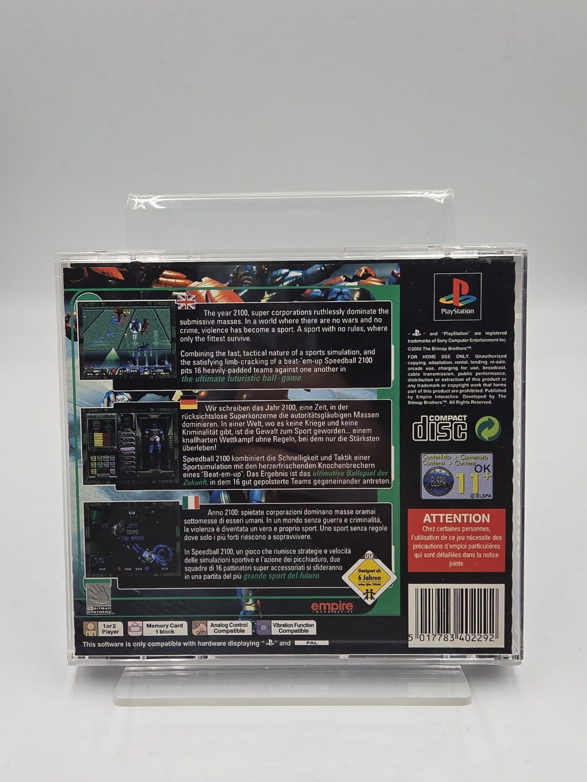 PS1 Playstation 1 Spiel Speedball 2100 mit OVP und Anleitung Multilingual