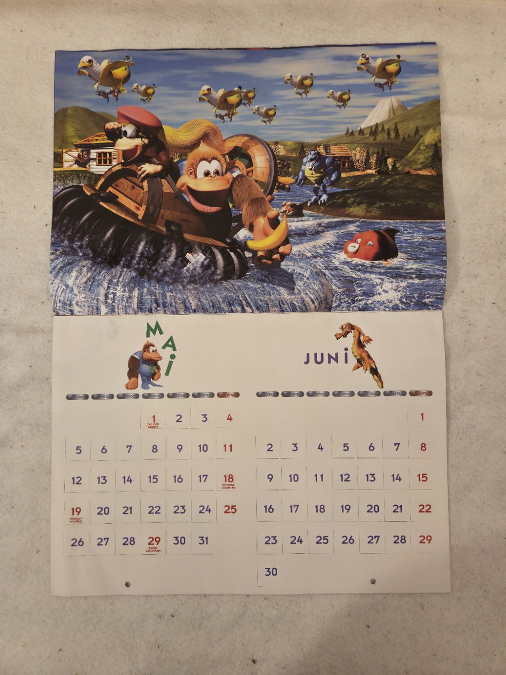 N64 Nintendo 64 Donkey Kong Kalender Calendar 1997 Nintendo