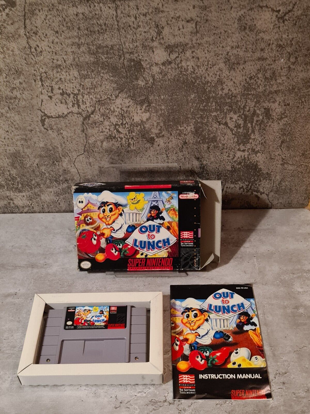 SNES Super Nintendo Out to Lunch mit OVP und Anleitung NTSC-USA - T-Retro-Games 