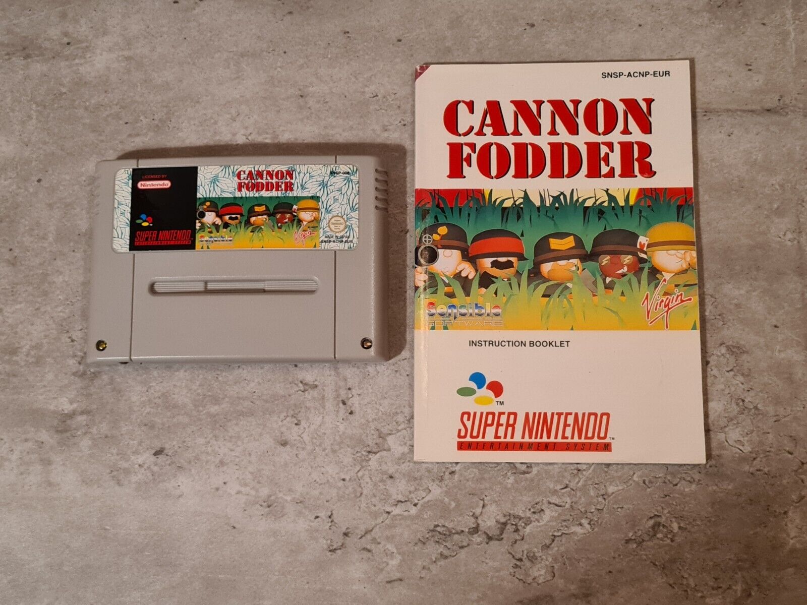 SNES Super Nintendo Cannon Fodder mit OVP und Anleitung EUR - T-Retro-Games 