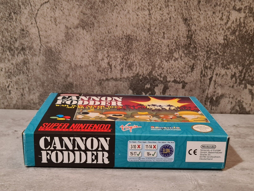 SNES Super Nintendo Cannon Fodder mit OVP und Anleitung EUR - T-Retro-Games 