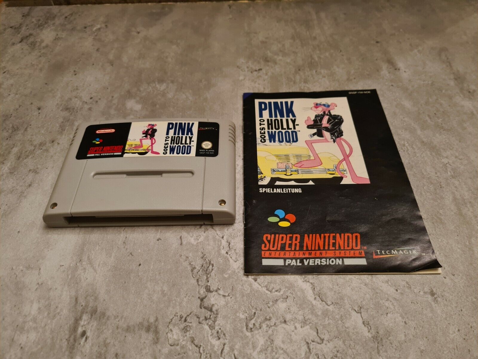 SNES Super Nintendo Pink goes to Hollywood mit OVP und Anleitung NOE - T-Retro-Games 