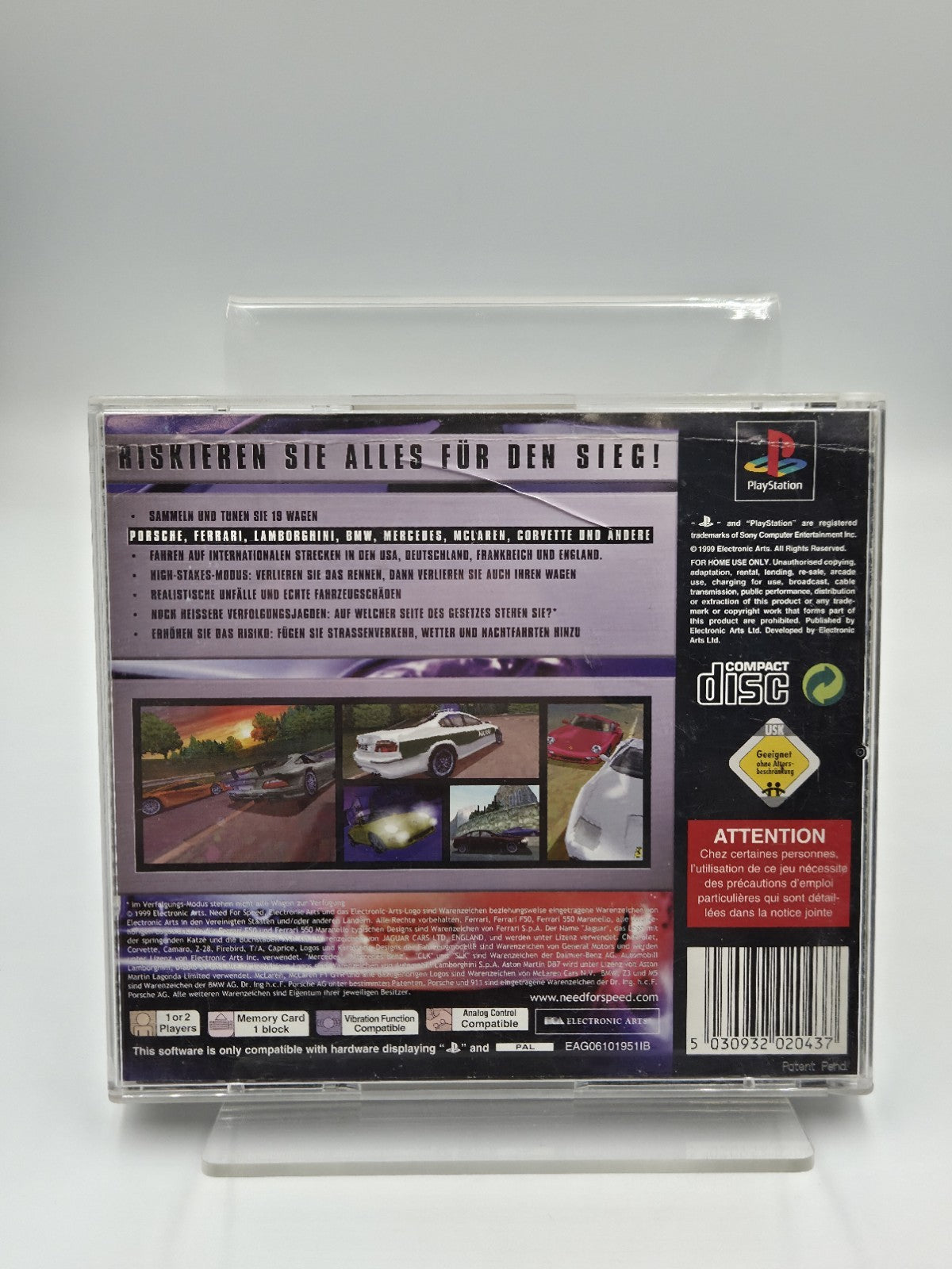 PS1  Spiel Need For Speed Brennender Asphalt mit OVP und Anleitung Deutsch