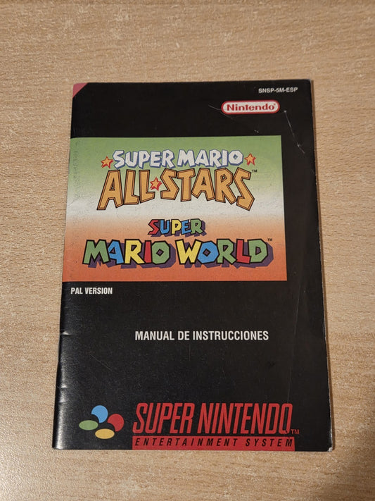 Super Nintendo Super Mario Allstars &  Super Mario WorId Instruction Booklet ESP