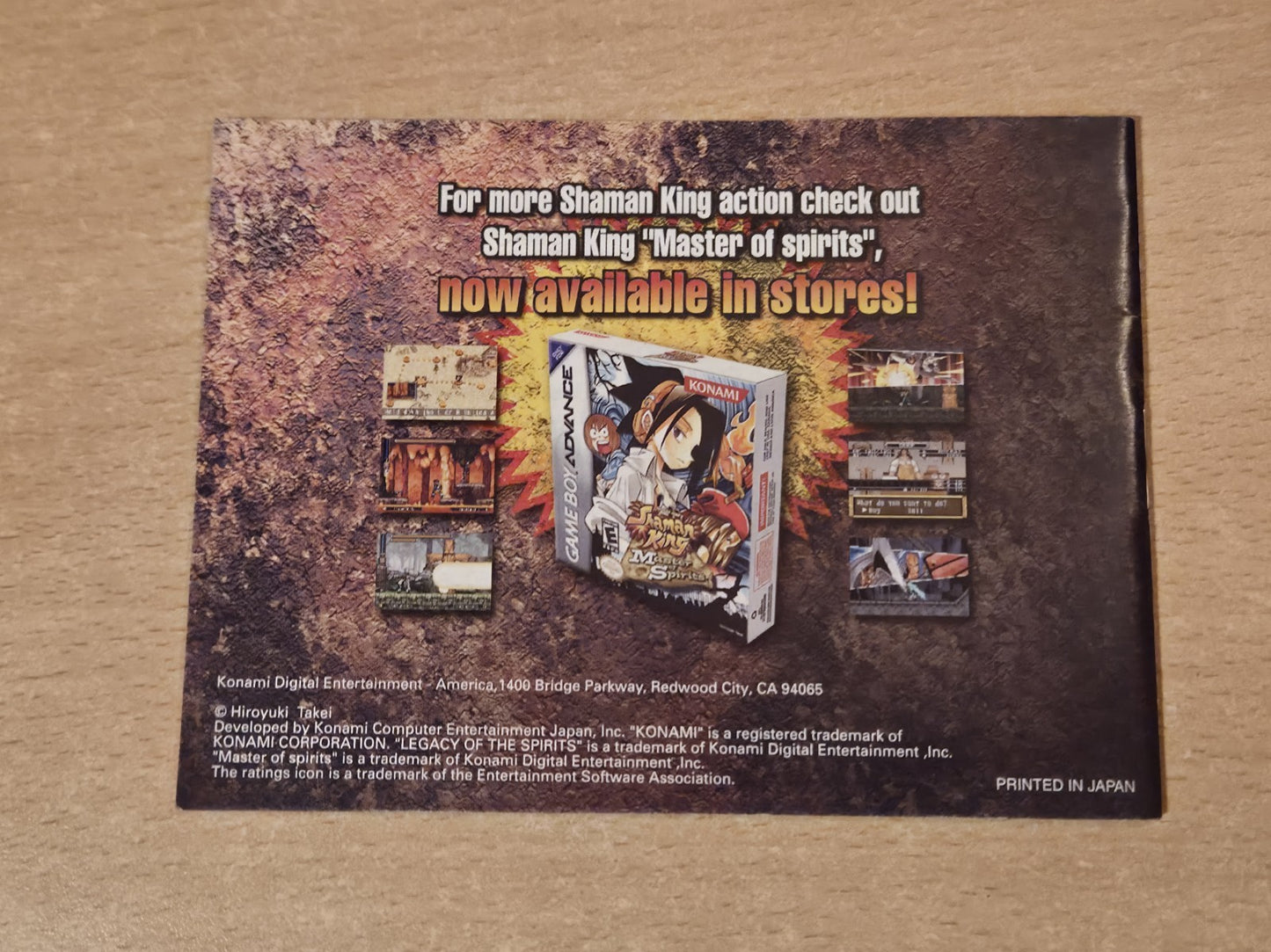 Nintendo Game Boy Advance Shaman King Legacy of The Spirits Spielanleitung USA