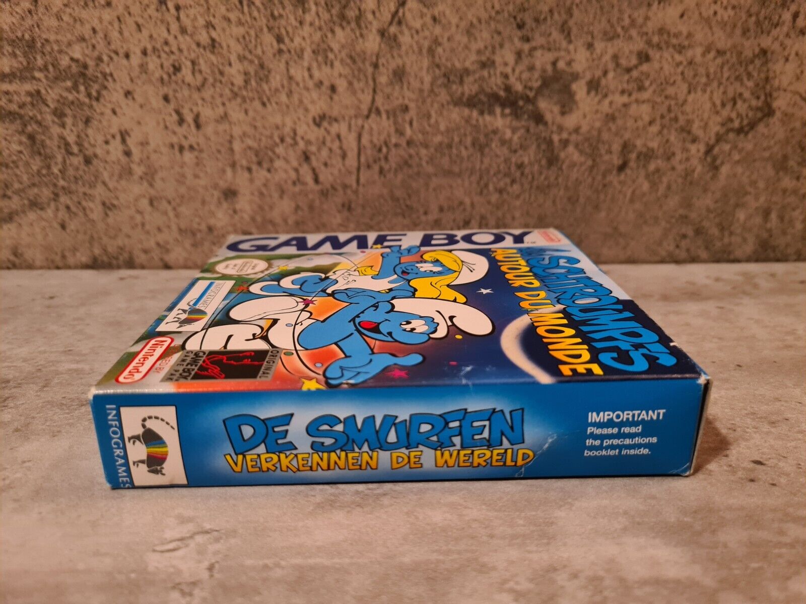 Game Boy Classic Les Schtroumpfs Autour Du Monde + OVP + Anleitung + Poster FAH - T-Retro-Games 